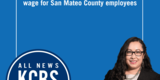 Supervisor Corzo is smiling with a KCBS radio logo